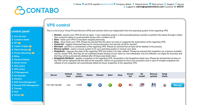 contabo vps control