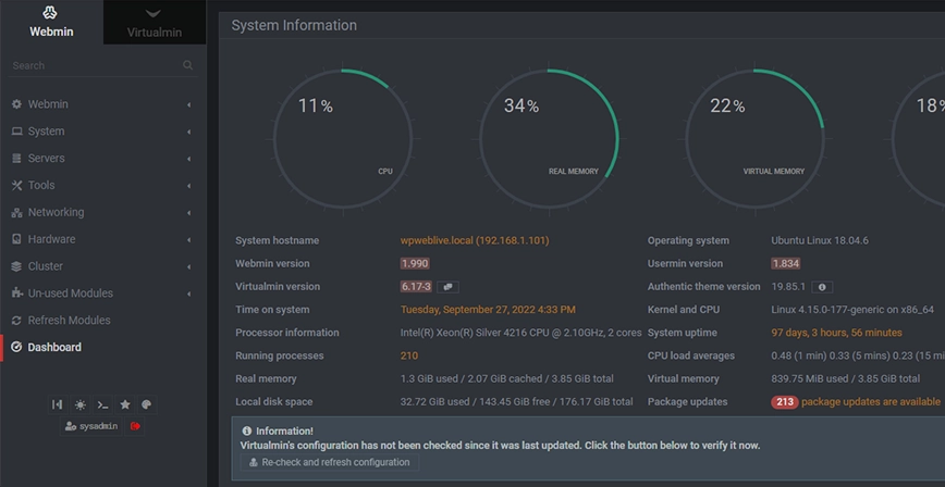 contabo webmin control